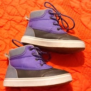 Purple and grey Rain boots